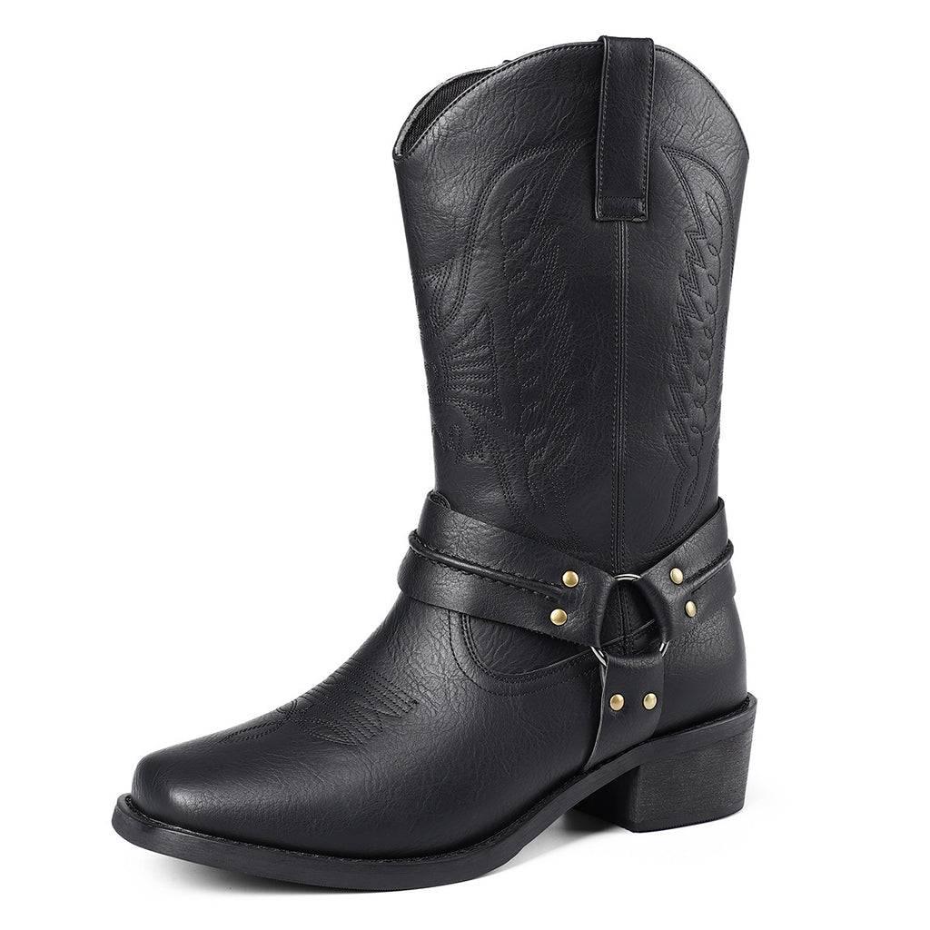 Mens Cowboy Style Motorcycle Boots