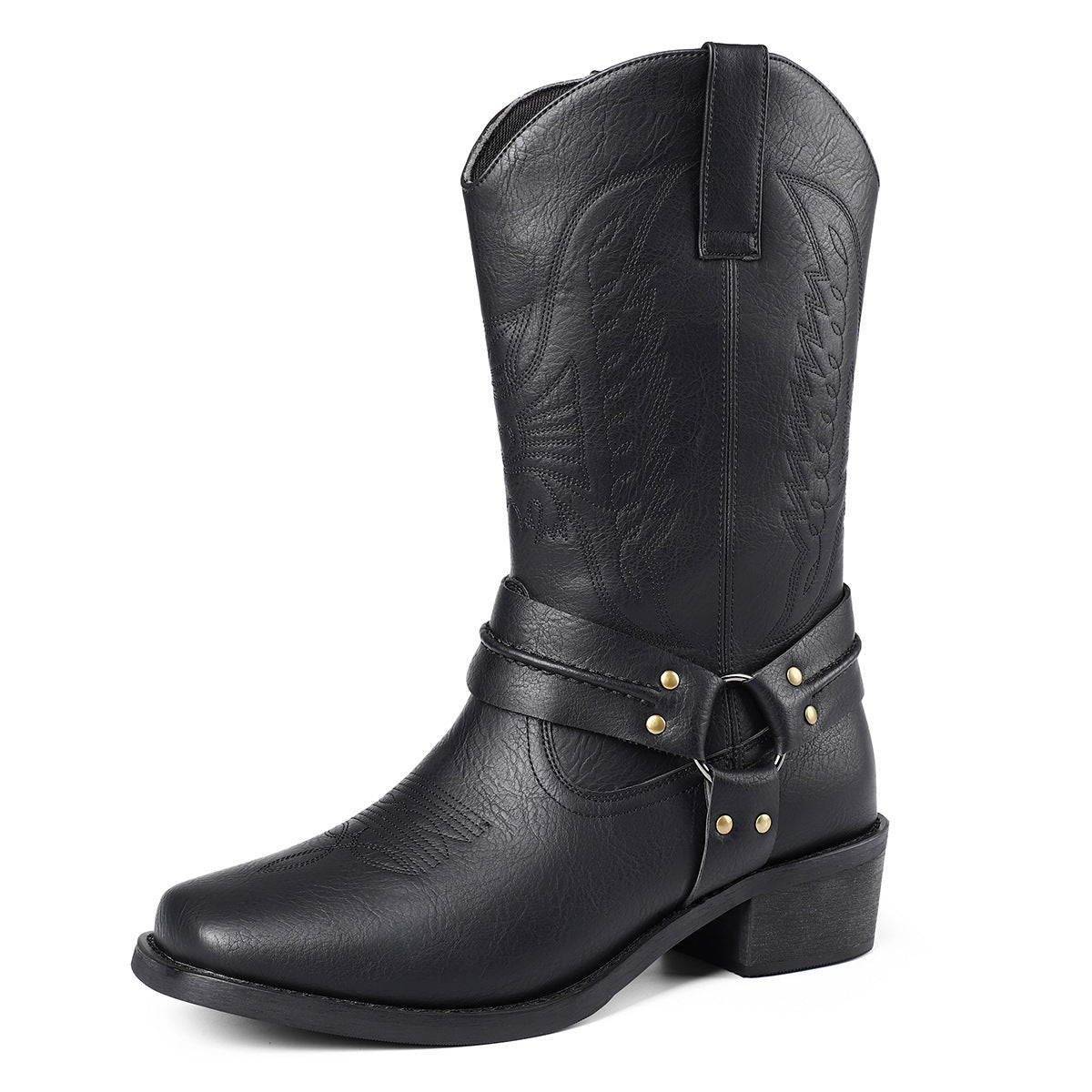 Mens Cowboy Style Motorcycle Boots